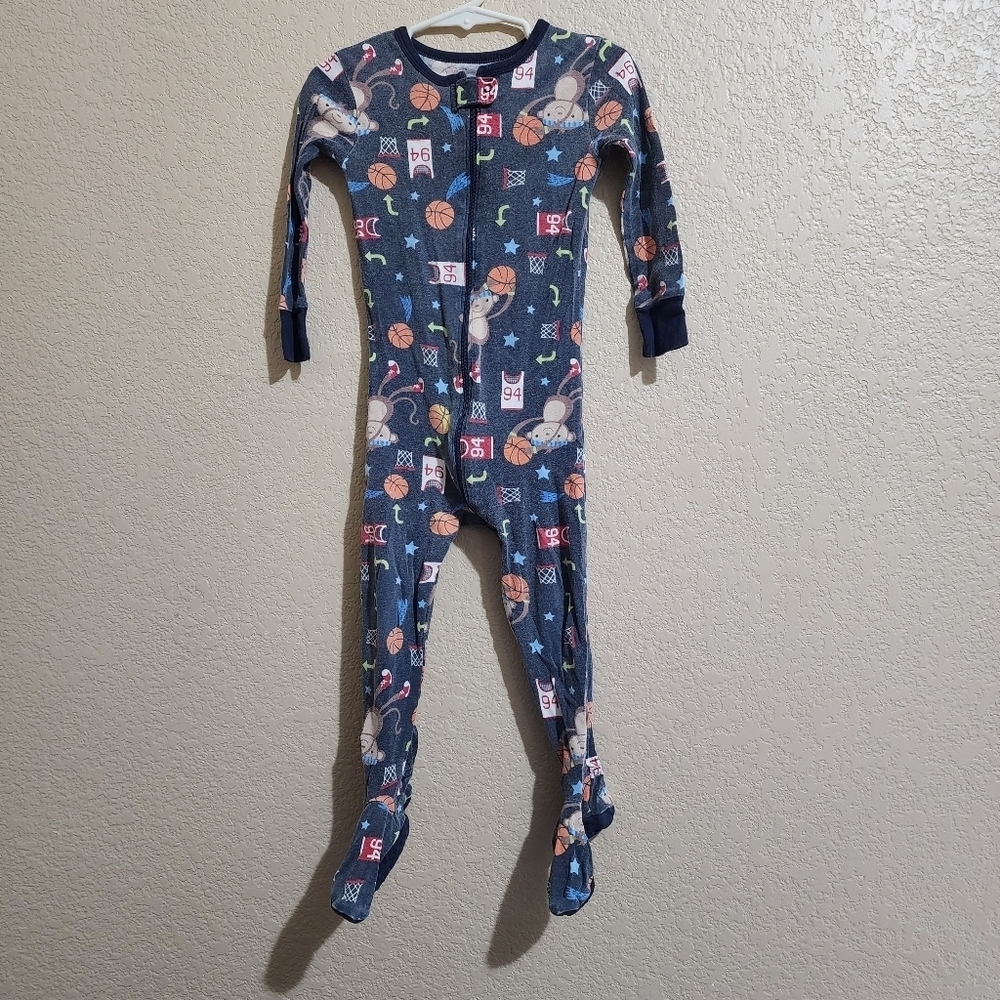 Old Navy monkey basketball zip up footie pajama Size 2T